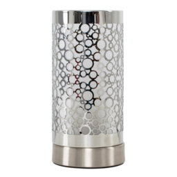 Valuelights Cadena Modern Brushed Chrome Touch Dimmer Bedside Table Lamp With Silver Chain Design Shade