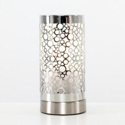 Valuelights Cadena Modern Brushed Chrome Touch Dimmer Bedside Table Lamp With Silver Chain Design Shade - thumbnail 2