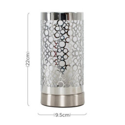 Valuelights Cadena Modern Brushed Chrome Touch Dimmer Bedside Table Lamp With Silver Chain Design Shade - thumbnail 5