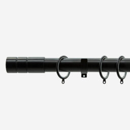Matt Black 28mm Barrel Fixed Length Metal Curtain Pole  150Cm
