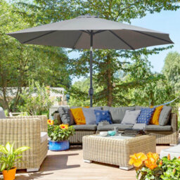Outsunny 3(M) Patio Umbrella Outdoor Sunshade Canopy W/ Tilt & Crank Dark Grey - thumbnail 1