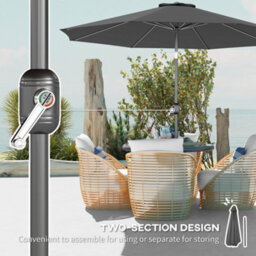 Outsunny 3(M) Patio Umbrella Outdoor Sunshade Canopy W/ Tilt & Crank Dark Grey - thumbnail 6