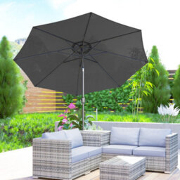 Outsunny 3(M) Patio Umbrella Outdoor Sunshade Canopy W/ Tilt & Crank Dark Grey - thumbnail 9