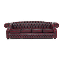 Chesterfield 4 Seater Antique Oxblood Red Real Leather Sofa Bespoke In Buckingham Style - thumbnail 5