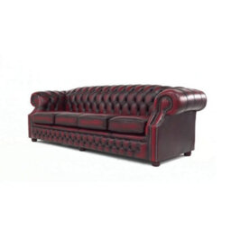 Chesterfield 4 Seater Antique Oxblood Red Real Leather Sofa Bespoke In Buckingham Style - thumbnail 6