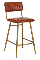 Orsina Tan Leather Bar Chair With Gold Finish Frame - thumbnail 4
