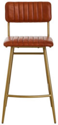 Orsina Tan Leather Bar Chair With Gold Finish Frame - thumbnail 1