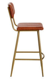 Orsina Tan Leather Bar Chair With Gold Finish Frame - thumbnail 3