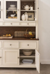 Statement Furniture Queensbury Large Triple Dresser, Three Door Display Cabinet With Oak Top - Cotswold Cream - thumbnail 6