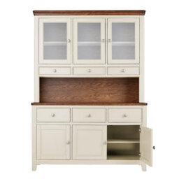 Statement Furniture Queensbury Large Triple Dresser, Three Door Display Cabinet With Oak Top - Cotswold Cream - thumbnail 7