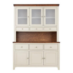 Statement Furniture Queensbury Large Triple Dresser, Three Door Display Cabinet With Oak Top - Cotswold Cream - thumbnail 2