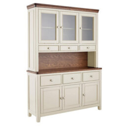 Statement Furniture Queensbury Large Triple Dresser, Three Door Display Cabinet With Oak Top - Cotswold Cream - thumbnail 3