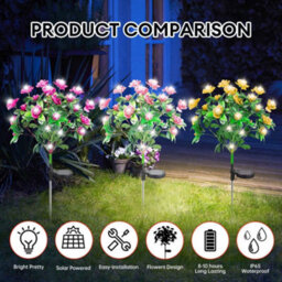Led Solar Power Flower Lights Garden Stake Lamp Yard Outdoor Decor Waterproof - thumbnail 3