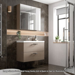 Hudson Reed Fusion Wall Hung 2 Drawer Vanity Unit & Polymarble Basin, Sink Vanity Unit, Charcoal Black, 800mm - thumbnail 2