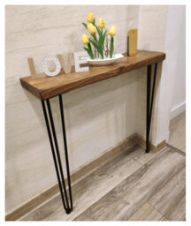 Moderix Rustic Console Table 145mm Hairpin 3R 1016mm Medium Oak Length Of 60Cm - thumbnail 1