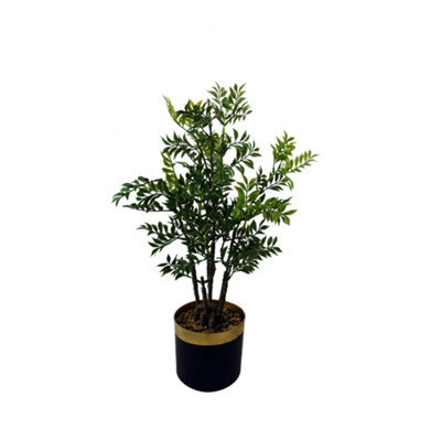Pegdev - Pdl 60Cm Artificial Nandina Bonsai Ficus Tree Potted Indoor Plant With Wired Branches And Plastic Leaves For Home/ Office - image 1
