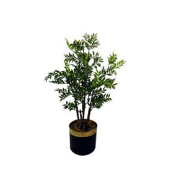 Pegdev - Pdl 60Cm Artificial Nandina Bonsai Ficus Tree Potted Indoor Plant With Wired Branches And Plastic Leaves For Home/ Office