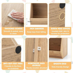 5 Cubby Toy Storage Organizer Wooden Bookcase Bookshelf Cabinet - thumbnail 3