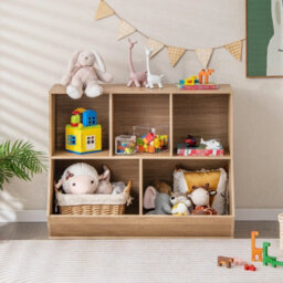 5 Cubby Toy Storage Organizer Wooden Bookcase Bookshelf Cabinet - thumbnail 2