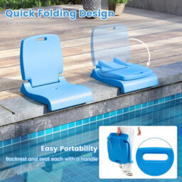Costway Foldable Outdoor Pool Chair Poolside Chairs For Edge Of Pool-Blue - thumbnail 6