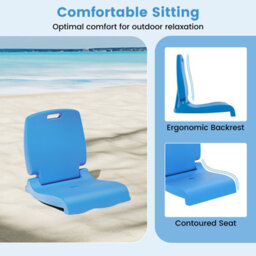 Costway Foldable Outdoor Pool Chair Poolside Chairs For Edge Of Pool-Blue - thumbnail 7
