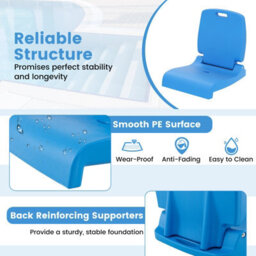 Costway Foldable Outdoor Pool Chair Poolside Chairs For Edge Of Pool-Blue - thumbnail 5