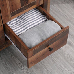 Furniturehmd 2 Doors 2 Drawer Wardrobe Wooden Bedroom Storage Hanging Bar Clothes Organiser - thumbnail 4