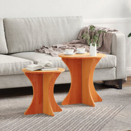 Berkfield Coffee Table 2 Pcs Brown Solid Pine Wood - thumbnail 1