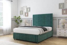 "Sloomy Harrington Emerald Plush Divan Bed 2 Drawers Right Side-26"" Strutted Headboard 12"" Footboard 5' King" - thumbnail 3