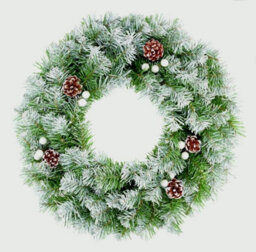 Premier Decorations Frosted Snow Tips Christmas Door Wreath With Cones - 50Cm