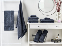Beliani Set Of 9 Towels Mitiaro Terry Cotton Dark Blue - thumbnail 2