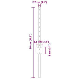 Berkfield Fence Posts Height Adjustable 5 Pcs Grey 40 Cm Steel - thumbnail 6