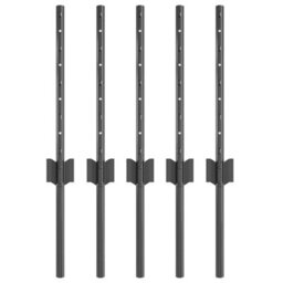 Berkfield Fence Posts Height Adjustable 5 Pcs Grey 40 Cm Steel - thumbnail 2