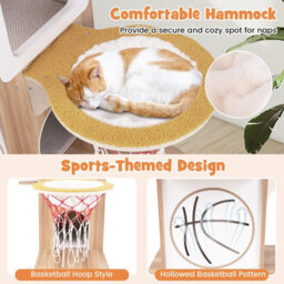 Costway 120 Cm Cat Tree 5-Layer Sports-Themed Cat Tower W/ 2 Cat Condos - thumbnail 7