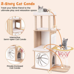 Costway 120 Cm Cat Tree 5-Layer Sports-Themed Cat Tower W/ 2 Cat Condos - thumbnail 4
