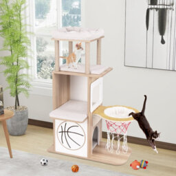 Costway 120 Cm Cat Tree 5-Layer Sports-Themed Cat Tower W/ 2 Cat Condos - thumbnail 3