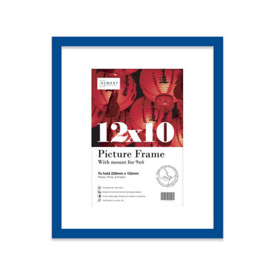 "12X10"" Blue Frame With Mount For 9X6"" Pictures 20mm Slim Edge Portrait And Landscape Display With Wall Hooks And Kickstand" - image 1