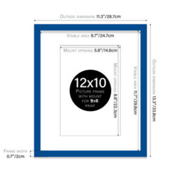 "12X10"" Blue Frame With Mount For 9X6"" Pictures 20mm Slim Edge Portrait And Landscape Display With Wall Hooks And Kickstand" - thumbnail 2