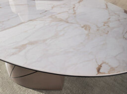 Angel Cerda Oval Dining Table In Porcelain Marble And Metallic Taupe Steel - thumbnail 5
