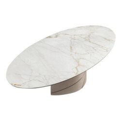 Angel Cerda Oval Dining Table In Porcelain Marble And Metallic Taupe Steel - thumbnail 7