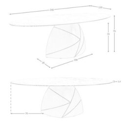Angel Cerda Oval Dining Table In Porcelain Marble And Metallic Taupe Steel - thumbnail 9