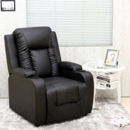 More4Homes Manual Pushback Recliner Chair With Compact Living Room Design And Cup Holders In Black Bonded Leather - thumbnail 1
