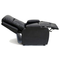 More4Homes Manual Pushback Recliner Chair With Compact Living Room Design And Cup Holders In Black Bonded Leather - thumbnail 4