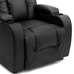 More4Homes Manual Pushback Recliner Chair With Compact Living Room Design And Cup Holders In Black Bonded Leather - thumbnail 6