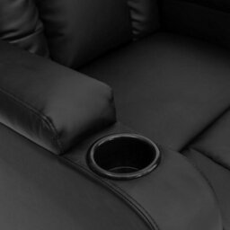 More4Homes Manual Pushback Recliner Chair With Compact Living Room Design And Cup Holders In Black Bonded Leather - thumbnail 7