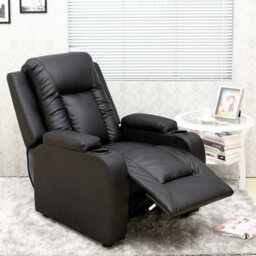 More4Homes Manual Pushback Recliner Chair With Compact Living Room Design And Cup Holders In Black Bonded Leather - thumbnail 8