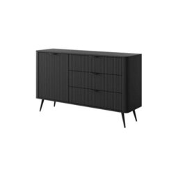 Arte Lante Modern Black Sideboard Cabinet 1380mm H810mm D380mm With One Door, One Shelf, And Three Drawers - thumbnail 1