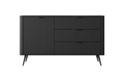 Arte Lante Modern Black Sideboard Cabinet 1380mm H810mm D380mm With One Door, One Shelf, And Three Drawers - thumbnail 3
