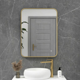 Royal Bathrooms Luton 600 X 800mm Brass Backlit Framed Led Illuminated Rectangular Bathroom Mirror With Touch Sensor & Anti-Fog - thumbnail 9