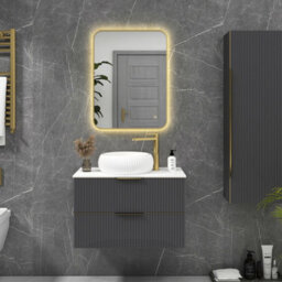 Royal Bathrooms Luton 600 X 800mm Brass Backlit Framed Led Illuminated Rectangular Bathroom Mirror With Touch Sensor & Anti-Fog - thumbnail 4